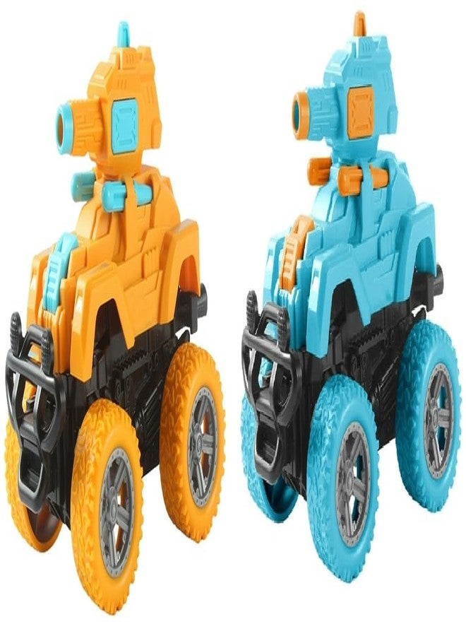 Sky Tech® Monster Tank Launcher Car Truck Friction Powered Cars Toy Monster Toys for Boys 3-7 Years Old 360 Degree Stunt 4wd Push go Truck for Toddlers Kids Gift (Pack of 2 Car) - Image 1